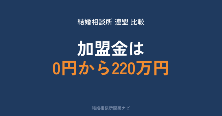 結婚相談所の連盟6社を比較｜加盟金0円〜220万円